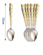 6 Set de Cucharas de Té Borde Dorado. Medida: 12 cm aprox. (Cada Set trae : 6 PCS)