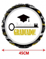 Globo Metálico Felicidades Graduado 18 " x 12 Unds.Medida: 45 cm aprox.