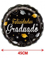 Globo Metálico Felicidades Graduado 18 " x 12 Unds.Medida: 45 cm aprox.