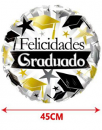 Globo Metálico Felicidades Graduado 18 " x 12 Unds.Medida: 45 cm aprox.