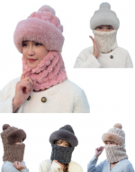 Gorro con Cuello Adulto Peludo Colores Surtidos x 12 Unds. Talla: Estándar