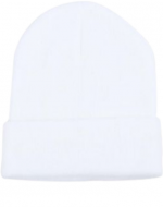 Gorro de Lana con Doblez Color Único Blanco x 12 Unds. Talla: Estándar