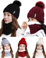 Gorros con Cuello de Lana con Brillo Colores Surtidos x 12 Unds.