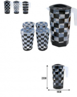 6 Set Jarra de Plástico con Vasos. Capacidad: 2000 ML aprox (1 Set: 5 PCS)
