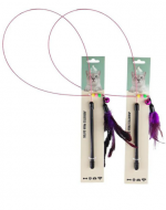 Juguete para Gatos Varita de Hierro Largo con Plumas x 12 Unds.