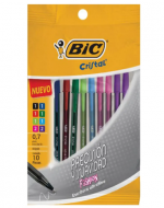 4 Set de Lápiz Pasta Cristal Punta Ultra Fina BIC (1 Blíster Trae 10 PCS) Medida: 0.7 mm