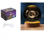 Lampara Bola de Cristal Recargable 3D con USB  x 4 Unds. Medida:  7x 6 cm aprox.