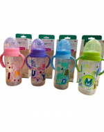 Mamadera Plástica con Bombilla de 10 Oz x 4 Unds.Medida: 300 ML aprox.