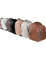 Mochila Eco Cuero Doble Cierre Colores Surtidos x 3 Unds.