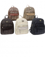 Mochila Eco Cuero con Diseño Colores Surtidos x 6 Unds. Medida: 28 x 12 x 35 cm aprox.