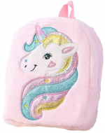Mochila Felpa Unicornio x 4 Unds. Medida: 21cm x 27cm aprox.