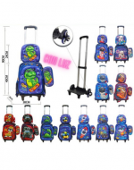 6 Set de Mochila con Luz Ruedas Lonchera y Estuche.( 1 Set Trae: 3 PCS)