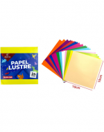 12 Set de Papel Lustre (1 Set Trae: 24 Hojas, 12 Colores)Medida: 10 x 10 cm aprox.