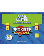 4 Carpeta de Papel Lustre de 20 Hojas -15 Colores Pro Arte .Medida: 26,5 x 37,5 cm aprox.