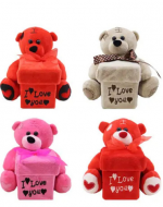 Peluche Oso con Caja San Valentín Colores Surtidos x 4 Unds. Medida: 15 x 18 cm aprox.