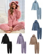 Pijama de Mujer Orejitas Plush Colores Surtidos x 12 Unds. Talla: S / M  - L / XXL