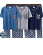 Pijama de Verano Algodón con Pantalón para Hombre x 12 Unds. Tallas: M - L - XL - XXL