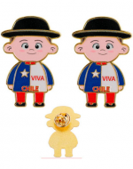 12 Set Pin Metálico Huaso de Chile (1 Set Trae : 2 PCS) Medida: 2.5 x 3.5 cm aprox.