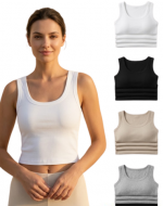 Polera Crop Top con Sostén Incorporado Colores Surtidos x 4 Unds.