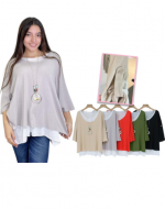 Polera de Dama  3/4 Colores Surtidos x 12 Unds Talla: S / M - M / XL