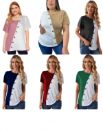 Polera de Dama con Botones Colores Surtidos x 4 Unds Talla: Estándar