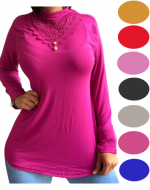 Polera de Mujer Algodón Colores Surtidos x 12 Unds.Talla: Estándar (XL / XXL)
