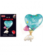 Globo Corazón Celeste Te Amo con Auto x 12 Unds. Medida: 18" aprox