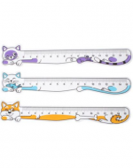 Regla Escolar Diseño Gatito Colores Surtidos x 12 Unds. Medida:15 cm aprox.