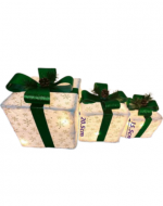 2 Set Caja de Regalo Navideña con Luz Led.Medida: 24 - 20.5 - 15.5 cm aprox.