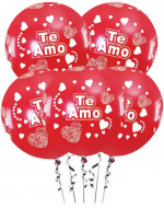 12 Set Globos de Látex con Corazones (1 Set Trae: 5 PCS)Medida: 30 cm aprox.