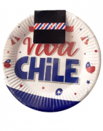 12 Set Platos de Cartón Viva Chile (1 Set Trae : 10 PCS) Medida: 18 cm aprox.