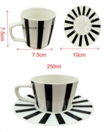 4 Set Taza de Loza con Diseño Lineas (1 Set Trae: 4 PCS)