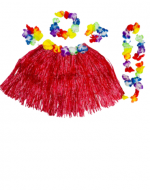 6 Set de Hawaiana para Niñas Rojo (1 Set Trae: 5 PCS)