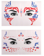 Stickers para Rostro Fiestas Patrias x 24 Unds. Medida: 18.5 x 17.5 cm aprox.