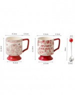 Taza Alta Rosas con Cuchara Modelos Surtidos x 4 Unds. Medida: 8.5 x 11.3 cm aprox.
