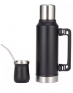 4 Set de Termo con Vaso Mate + Bombilla  Colores Surtidos (1 Set Trae: 3 PCS)