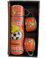 3 Set Termo con Tazas Diseño Futbol (1 Set Trae: 3 PCS)