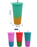Vasos Acrílico Con Bombilla 700 ML Colores Surtidos x 4 Unds.Medida: 22.5 x 10.6 cm aprox