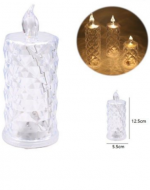 Vela Led Acrílica con Luz x 12 Unds.Medida: 12.5 x 5.5 cm aprox.