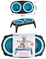 Plato Doble Alto para Mascotas Colores Surtidos x 6 Unds. Medida: 39 x 22 cm aprox.
