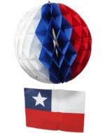 Adorno Esfera de Papel con Bandera x 12 Unds. Medida: 30 cm aprox.