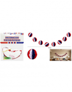 Guirnalda de Papel Pompones Tricolor x 6 Unds. Medida: 285 cm aprox