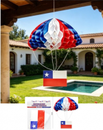 Adorno Colgante Paracaídas Fiesta Patrias x 12 Unds. Medida: 55 cm aprox