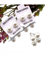 4 Set de  Aros de Perlas Chico Color Blanco.(1 Set Trae: 36 PCS)