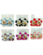 Aros Flor de Fantasia Colores Surtidos x 12 Pares.