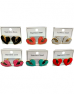 Aros Corazón de Fantasía Colores Surtidos x 12 Pares.