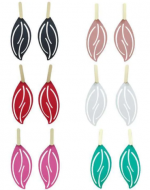 Aros Diseño Hojas de Colores x 18 Pares. Medida: 7 x 2.5 cm aprox.