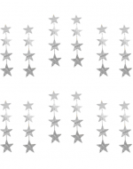 Aros Colgante Estrellas Color Plateado x 18 Pares. Medida: 8 x 1 cm aprox.