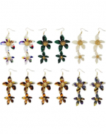 Aros Diseño Flor Larga Manchada x 18 Pares. Medida: 10 x 4.5 cm aprox.