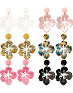 Aros Diseño Flor Larga Manchada x 18 Pares. Medida: 6 x 4 cm aprox.
